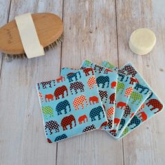 Lingette lavable coton bio éléphants