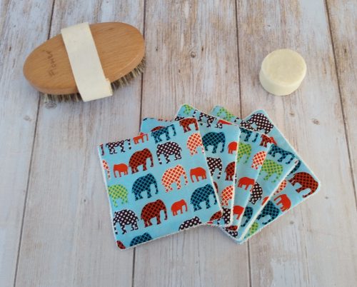 Lingette lavable coton bio éléphants