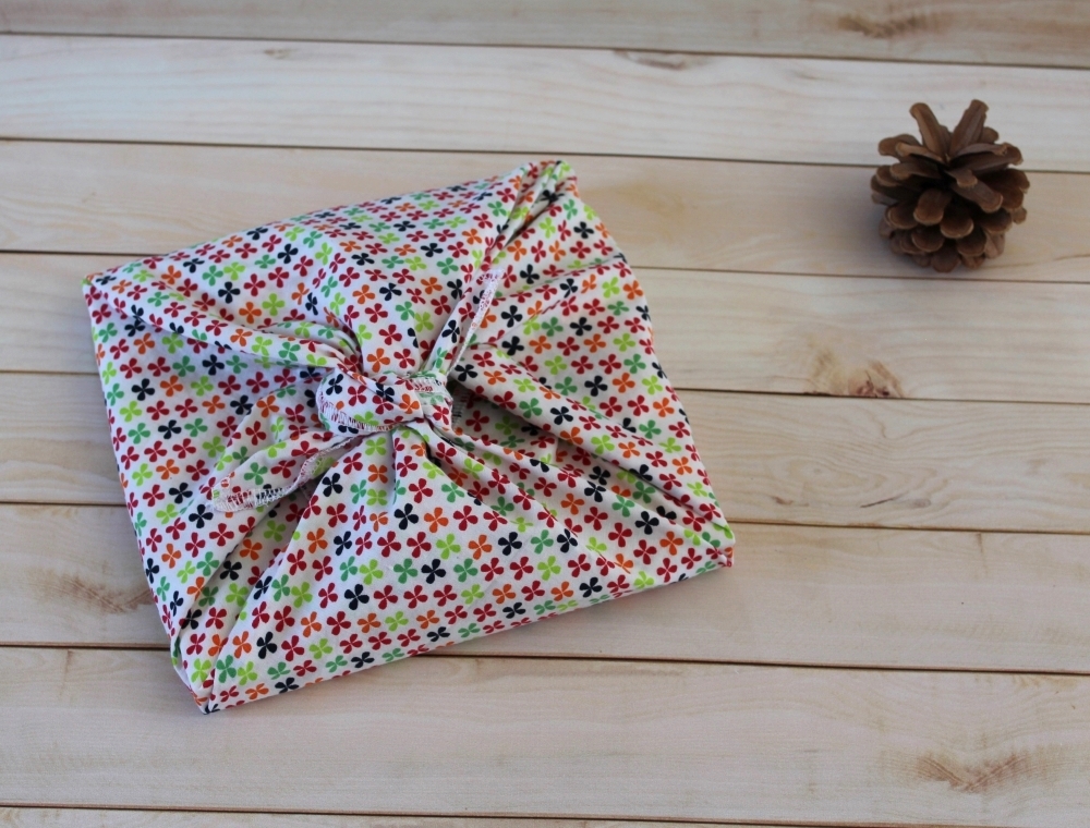 Furoshiki, emballage cadeau réutilisable en coton fleursr